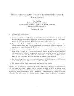Motion on increasing the Territories` members of the House of