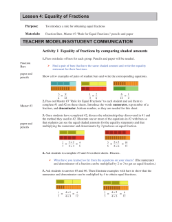 Lesson 4: Equality of Fractions