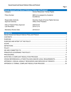 Sexual Assault and Sexual Violence Policy