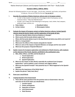 Native American Cultures and European Exploration Unit Test