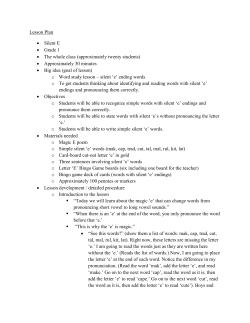 Lesson Plan &bull; Silent E &bull; Grade 1 &bull; The whole class (approximately