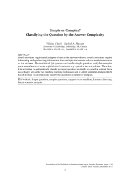 Simple or Complex? Classifying Questions by Answering Complexity