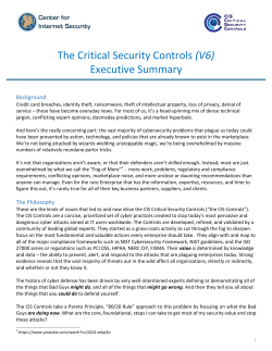 The Critical Security Controls (V6) Executive Summary