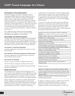 CLEP&reg; French Language: At a Glance