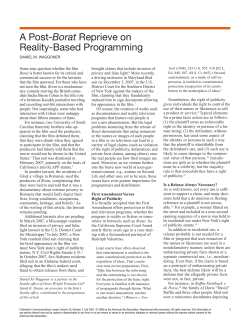 A Post-Borat Reprieve on Reality