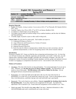 English 102 Calis, Spring 2013 - Center for Literary Computing