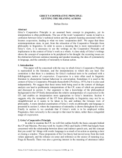 GRICE`S COOPERATIVE PRINCIPLE: GETTING THE MEANING