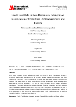 Credit Card Debt in Kota Damansara, Selangor: An Investigation of