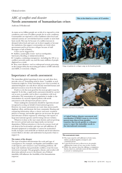 ABC of conflict and disaster Needs assessment of humanitarian crises