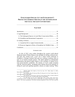 ENDANGERED SPECIES ACT OR EXTRADITION?: PROTECTING