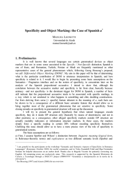 Specificity and Object Marking