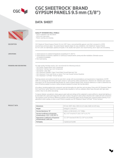 CGC SHEETROCK&reg; BRAND GYPSUM PANELS 9.5 mm (3/8