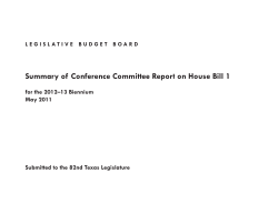 Summary of Conference Committee Report on House Bill 1