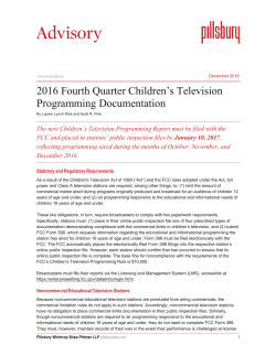 2016 Fourth Quarter Children`s Television Programming