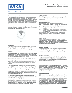 Pressure Gauge Installation and Operation
