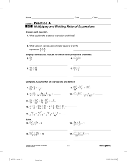 8-2 Practice A Multiplying and Dividing Rational Expressions