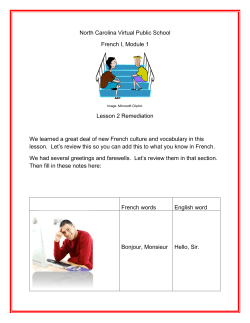 North Carolina Virtual Public School French I, Module 1 Lesson 2
