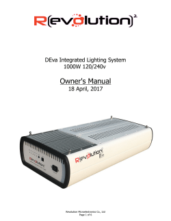 Owner`s Manual - Revolution Micro