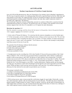 ACCUPLACER Reading Comprehension and WritePlacer Sample
