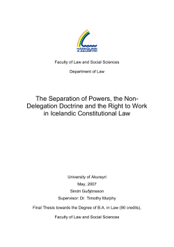 The Separation of Powers, the Non- Delegation Doctrine