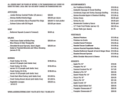 ACCOMPANIMENTS __ Our Traditional Stuffing $10.95 qt.