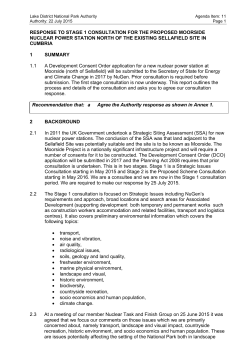 22 July 2015 Response to Stage 1 Consultation for the Proposed