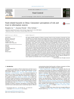 Food-related hazards in China: Consumers` perceptions of risk and