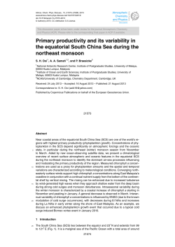 Primary productivity and its variability in the equatorial South China