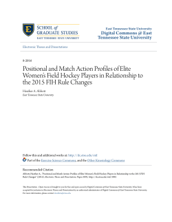 Positional and Match Action Profiles of Elite Women`s Field Hockey