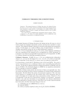 COBHAM`S THEOREM FOR SUBSTITUTIONS 1. Introduction
