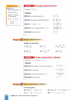 4 Recognize Opposite Factors 5 Divide a Polynomial by a Binomial