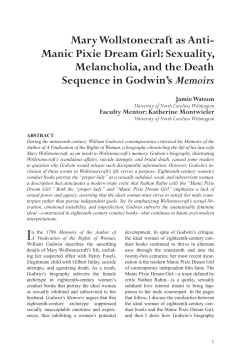 Mary Wollstonecraft as Anti- Manic Pixie Dream Girl