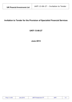 Invitation to Tender for the Provision of Specialist Financial
