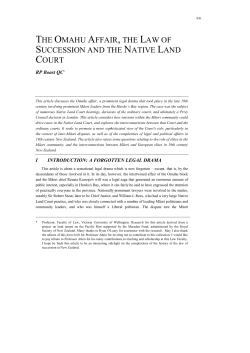 the omahu affair, the law of succession and the native land court
