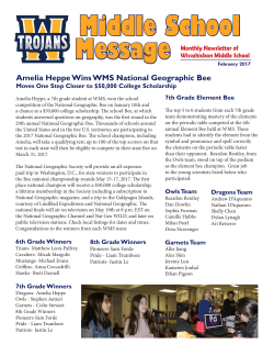 Middle School Message - Wissahickon School District