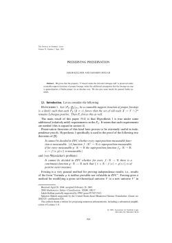 PRESERVING PRESERVATION &sect;1. Introduction. Let us consider