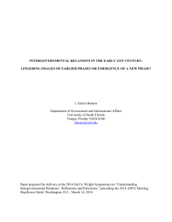 INTERGOVERNMENTAL RELATIONS IN THE EARLY 21ST