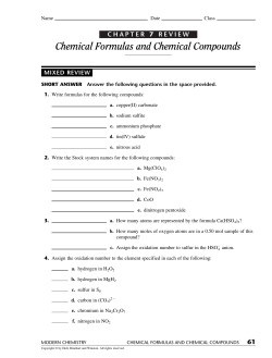 Chemical Formulas and Chemical Compounds