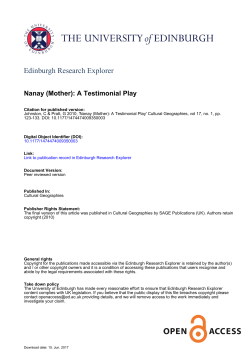 (Mother): A Testimonial Play - Edinburgh Research Explorer