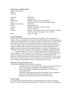 Music Theory I (HUMA 2104) Division of Humanities HKUST Fall