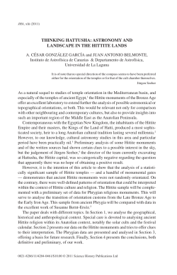 thinking hattusha: astronomy and landscape in the hittite lands