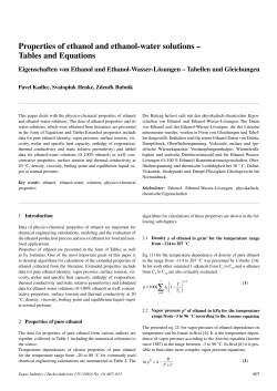 Properties of ethanol and ethanol-water solutions – Tables and