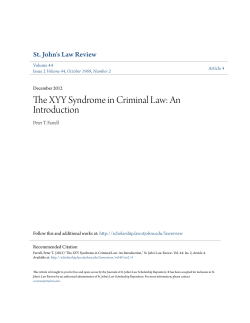 The XYY Syndrome in Criminal Law: An Introduction