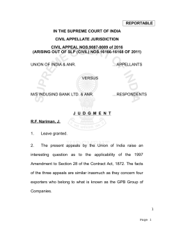 REPORTABLE IN THE SUPREME COURT OF INDIA