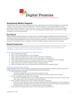 Analyzing Media Impacts - Digital Promise Challenge Based Learning