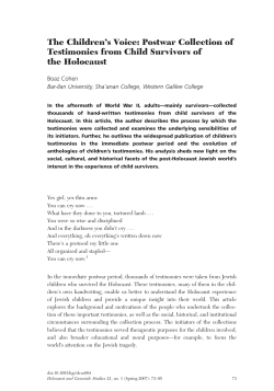 The Children`s Voice: Postwar Collection of Testimonies from Child