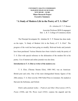 A Study of Modern Life in the Poetry of TS Eliot
