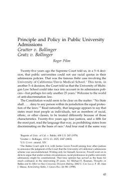Principle and Policy in Public University Admissions Grutter v