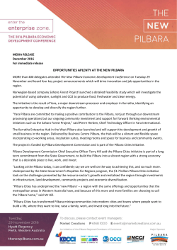 OPPORTUNITIES APLENTY AT THE NEW PILBARA