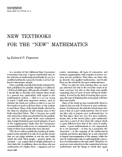 new textbooks for the "new" mathematics